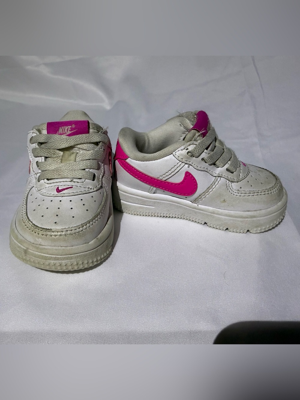 Nike Air Force 1 Low White Pink Girls Sneakers Size 3.5Y (Youth) Toddler